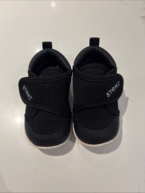 Stonz Black Mesh Kids’ Walker Shoes with Hook-and-Loop Strap